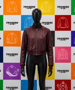 2026 Women’s Burgundy Leather Bomber <b>Jacket</b> Custom Logo Premium Cropped <b>Zip</b> <b>Up</b> Casual Fashion <b>Jacket</b> Made In Pakistan - Product Image 1