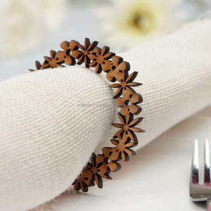 Magnifique rond de serviette en bois lisse pour salle à manger de style ferme rustique décor de cuisine fête de vacances mariage - Product Image 5