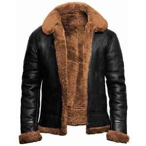 Chaqueta de Motociclista de Cuero Genuino para Hombre, Cuello Alto, Cierre de Cremallera, Color Negro Sólido, Corte Regular, Forro de Piel Sintética, Resistente al Viento, para Invierno - Product Image 6