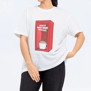 Camiseta Blanca de Cuello Redondo para Mujer con Estampado de Café, Corte Holgado, Casual, Manga Corta, 100% Algodón Jersey - Product Image 5