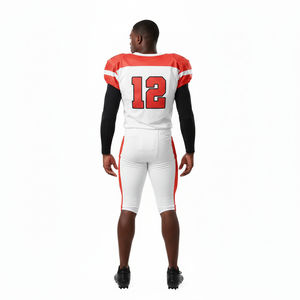Ensembles d'uniformes de football américain vierges personnalisables par sublimation OEM, respirants, grandes tailles, manches courtes, 100 % polyester, vente en gros - Product Image 4