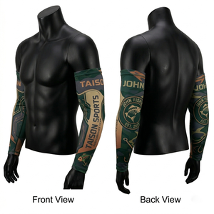 Manguitos de Pesca para Hombre de Alta Calidad con Protección UV, Poliéster y Spandex, Diseño Degradado Azul con Patrón de Peces, Panel Sin Costuras y Logotipo Sublimado - Product Image 5