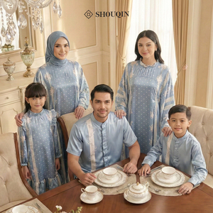 Conjunto de Uniformes Familiares Shouqin Harum, Ropa Musulmana a Juego, Colección Eid, Vestido de Satén para Adultos, Niños, Hombres y Mujeres, Caftán, Túnicas, Camisas - Product Image 4