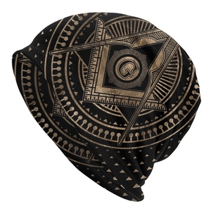Gorro de Punto Premium Master Mason, Gorro de Invierno con Diseño Jacquard Personalizado de Escuadra y Compás - Product Image 2