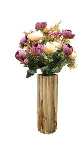 Florero Cilíndrico de Bambú Ecológico, Tallado a Mano, Decorativo para Mesa, para Sala de Estar Moderna, Regalo de Boda - Product Image 2