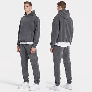Conjunto Deportivo Personalizado con Lavado Ácido, Sudadera con Capucha y Pantalones Deportivos Unisex, Ropa Urbana - Product Image 1