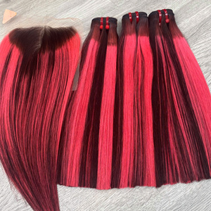 Ensemble de beaux cheveux humains de luxe texture droite d'os vietnamien avec fermeture dentelle transparente - Product Image 1