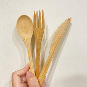 Ensemble de couverts en bambou biodégradable et écologique pour le camping et la restauration, résistant à la chaleur - Product Image 1