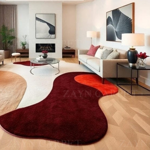 Alfombra Moderna Abstracta Roja, Alfombra Decorativa de Lana Hecha a Mano, Alfombra Abstracta para Interiores y Exteriores, Decoración del Hogar, Alfombras al Mejor Precio - Product Image 2