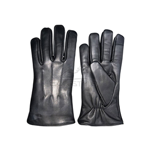 Black Sheepskin Leather <b>Gloves</b> <b>Warm</b> Lining Touchscreen Compatible Outdoor Use Driving Wholesale Winter Fashion <b>Gloves</b> - Product Image 4