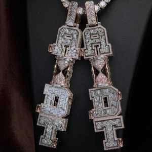 Colgante de Diamante Moissanite Personalizado Estilo Rapper con Incrustaciones de Diamantes VVS, Joyería Hip Hop con Colgantes de Letras VVS - Product Image 2