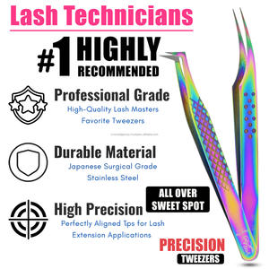 Professional Fiber Tip Eyelash Extension Tweezers <b>Precision</b> Stainless Steel Lash <b>Tool</b> for Salon Use - Product Image 3