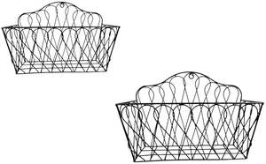 Panier de rangement en métal résistant à la rouille avec poignées en bois, organiseur élégant pour la maison - Product Image 2
