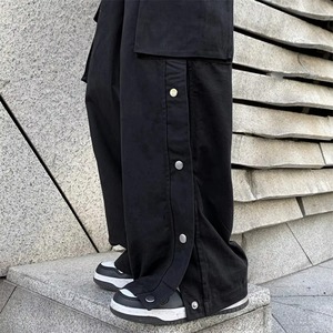 Pantalones Cargo Negros para Mujer, Pantalones Casuales Utilitarios con Múltiples Bolsillos, Corte Holgado, Estilo Hip Hop, Cintura Elástica, Material de Lona - Product Image 4