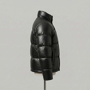 Chaqueta de Plumón de Lana de Color Personalizado de Lujo para Hombre, Chaqueta Impermeable con Cierre y Cuello Alto para Otoño - Product Image 3