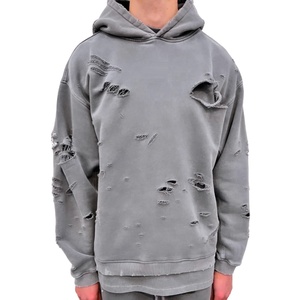 Sweats à capuche de détresse de haute qualité pour hommes Logo personnalisable Nouveau style d'hiver Sweat à capuche en détresse en vrac respirant - Product Image 4