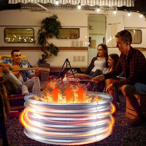 Outdoor Factory Folding Swing <b>Fire</b> <b>Pit</b> Grills Raised Garden Bed Galvanized Steel <b>Fire</b> Ring <b>Portable</b> <b>Camping</b> Grills Planter ODM - Product Image 3