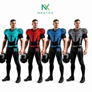 ชุดยูนิฟอร์มอเมริกันฟุตบอลสำหรับผู้ชาย NEXTEX เสื้อเจอร์ซีย์แบบซับลิเมชั่น กางเกงบุฟองน้ำ ระบายอากาศได้ดี ชุดกีฬาสำหรับทีม ชุดแข่งขัน OEM - Product Image 1