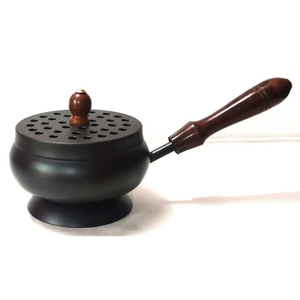 Handmade Metal Incense <b>Burner</b> With Wooden Handle Aromatic Diffuser <b>For</b> Home Decor Sandalwood Finish All Season Use - Product Image 6