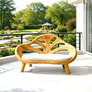 Modern Solid Wood <b>Bench</b> Curved Backrest Eco-Friendly Durable Outdoor Furniture Entryway Living Room Entrance Hall - Product Image 3
