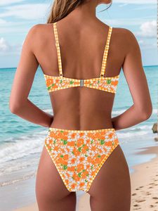 Procure vibrant yellow and orange floral <b>bikinis</b> for retail brands Strict quality controls and low MOQ wholesale manufacturing. - Product Image 2