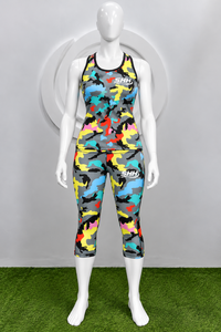 Custom <b>Women</b>’s <b>Camouflage</b> Fitness Set Sublimated Racerback Tank Top with Capri Leggings Gym Yoga Workout Activewear - Product Image 2