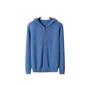 Suéter cárdigan de cachemir de alta calidad personalizado para hombre, con capucha, tejido para otoño. - Product Image 1