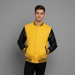 Chaqueta de Béisbol Varsity de Moda Casual, con Mangas de Cuero, 100% Algodón y Lana, Precio al por Mayor Asequible, Alta Calidad - Product Image 2
