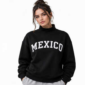 Women's <b>Black</b> <b>Turtleneck</b> Women Oversized High Neck Sweatshirt Custom Collegiate Apparel Campus Pullover Student Club Game Day - Product Image 1