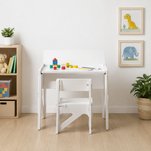 <b>Adjustable</b> Wooden Kids Activity <b>Table</b> With Chair Set For Reading And Playtime Scandinavian Style - Product Image 6
