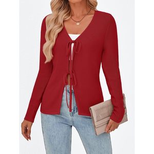 Suéteres Cárdigan de Moda 2025 para Mujer, Estilo Informal, con Lazada Delantera, Tejido de Ganchillo, Ropa de Vacaciones, Estilo Y2K - Product Image 5