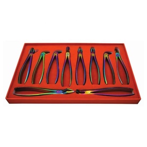 Kit d'instruments chirurgicaux dentaires manuels 10 pièces, forceps d'extraction en acier avec poignée moletée argentée, Classe I - Product Image 1