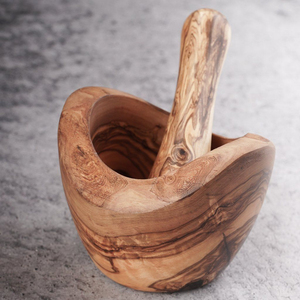 Handmade Wood Mortar and Pestle Set Natural Edge Wooden Spice and <b>Herb</b> <b>Grinder</b> for Kitchen Eco-Friendly Crusher Bowl - Product Image 2