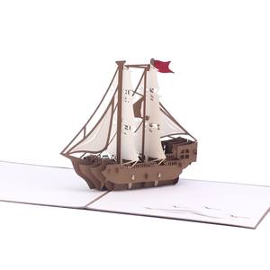 Tarjeta Pop-Up 3D de Barco de Guerra, Tarjeta Decorativa 3D con Corte Láser, Tarjeta de Felicitación Hecha a Mano con Diseño de Barco Clásico - Product Image 2