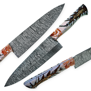 Couteau de Chef Professionnel en Acier Damas Forgé à la Main avec Motif Torsadé, Manche en Résine Premium, Vente en Gros Direct Usine - Product Image 6