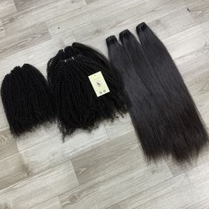 100% cheveux humains bruts naturel noir crépus bouclés naturel faisceau droit trame vietnamienne extensions de cheveux humains de l'usine - Product Image 4