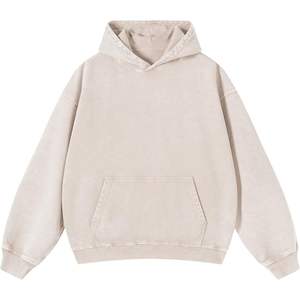 Sudadera con Capucha Blanca Crema para Hombre, Estilo Vintage, Felpa Gruesa, Ropa Urbana, Talla Grande, Fabricante de Logotipos Personalizados - Product Image 1