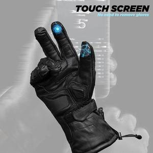 Guantes de Motocicleta de Cuero Impermeables para Invierno, Protección de Nudillos Reforzada, Pantalla Táctil, Resistentes al Frío, Dedos Completos, Equipo de Carreras - Product Image 3