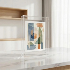 Cadre photo rectangulaire en acrylique transparent 4 couleurs, impression UV, incassable, étanche, sur pied, horizontal, pour table, moderne - Product Image 4