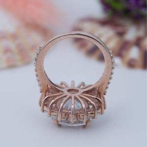 <b>Emerald</b> Cut Green Moissanite <b>Ring</b> 925 <b>Silver</b> Plated Rose Gold Tone Engagement Band Unisex Jewelry Gift women classic style gift - Product Image 4