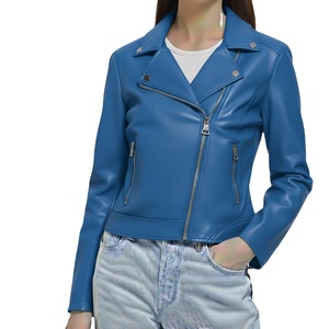 Veste zippée en cuir véritable tricoté sur mesure pour femmes, de luxe, écologique, de haute qualité, imperméable et respirante - Product Image 5