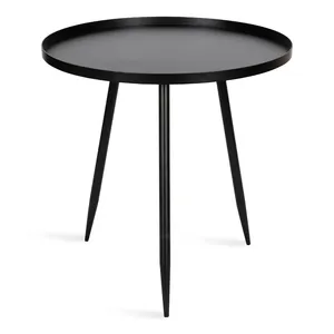 Table basse ronde industrielle en métal, table de rangement avec plateau en bois et structure en acier, mobilier de salon facile à assembler pour la maison - Product Image 5