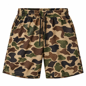 Shorts en maille unie pour hommes, style urbain, avec cordon de serrage, respirants, écologiques, séchage rapide, décontractés, sportifs, 100 % coton, taille haute - Product Image 1