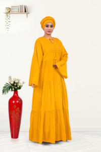 Kaftan en rayonne élégant et modeste avec encolure en dentelle, manches longues aériennes, tombé fluide et silhouette étagée – Idéal pour l'Aïd et le quotidien - Product Image 6