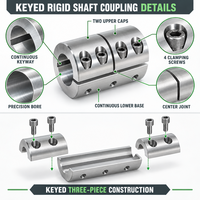 Kopling Poros Kaku Berkunci Khusus Satu Bagian Model Jepit Tunggal dengan Alur Kunci untuk Motor Gearbox OEM Diameter Khusus