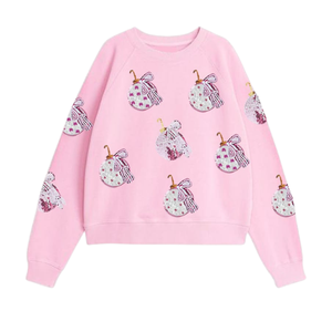 Elegant <b>Women's</b> Custom Breathable Sequined Crew Neck <b>Sweatshirt</b> <b>Christmas</b> Santa Lobster Crocodile Pelican Pullover - Product Image 3