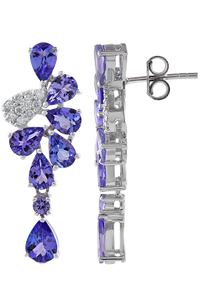 Pendientes de Diamante y Tanzanita en Plata de Ley 92.5 KLST-30569 - Product Image 4