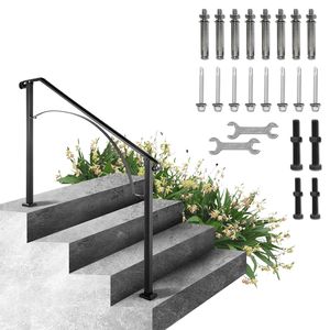 Arco # Ringhiera in Ferro Battuto Flessibile per Esterni, per Portico e Scale a 3-4 Gradini, Colore Nero - Product Image 1