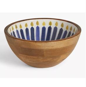 Tazón Redondo de Madera con Diseño Esmaltado para Servir Comida en el Hogar y Restaurantes, Vajilla, Tazón para Servir Ensaladas Hecho a Mano - Product Image 2