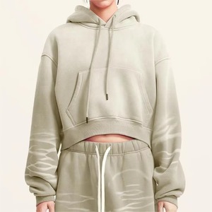 Sudadera con Capucha Corta Extra Grande para Mujer, de Alta Calidad, Sin Forro, de Felpa para Invierno, 100% Algodón, con Logotipo Frontal Personalizable, Estilo Urbano - Product Image 4
